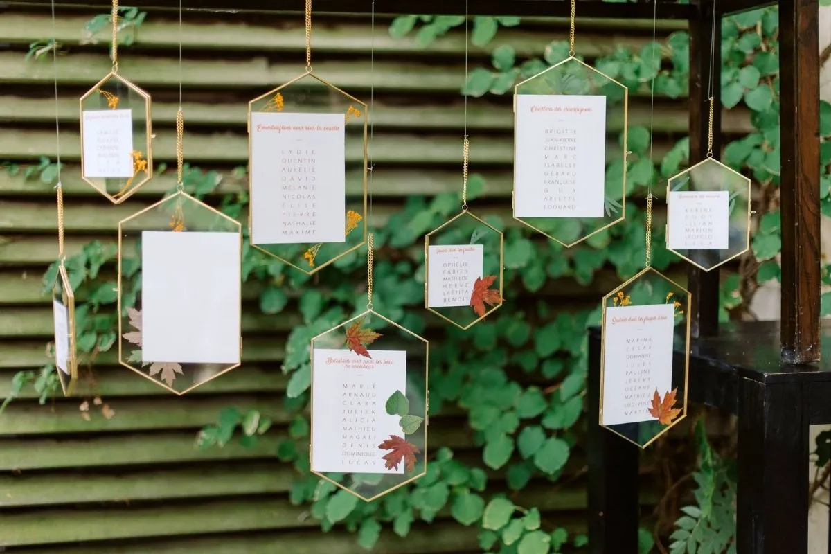 petits mots affichés zoom sur la tenue du témoin avec sa broche zoom sur le bouquet du Domaine de Quincampois