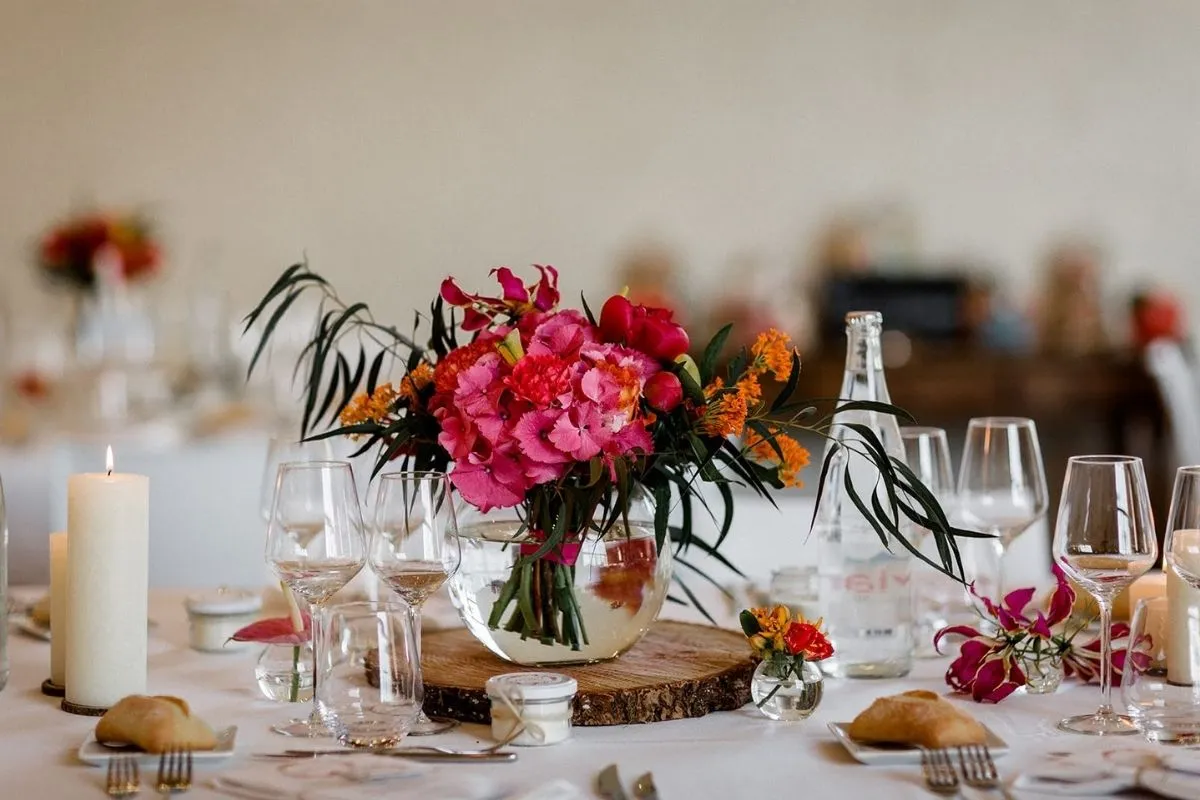 zoom sur le bouquet de fleurs du Mariage fun et coloré