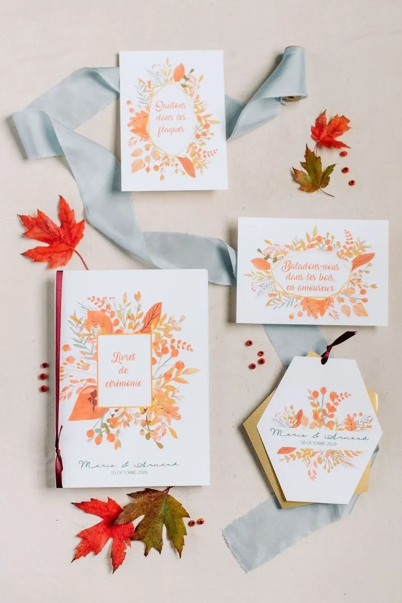 menu décoré avec des fleurs